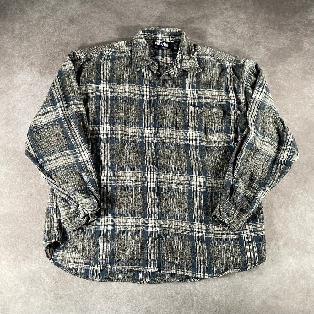 Vintage Y2K Point Zero Plaid Multicolor LS Button Up Mens XL